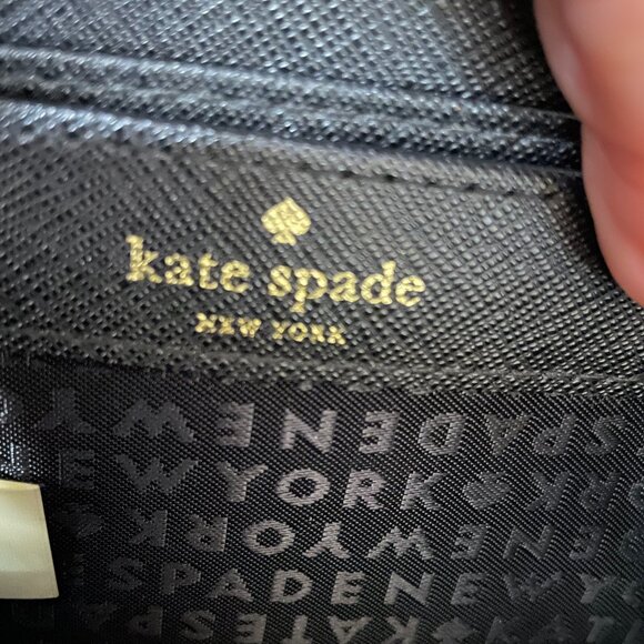 Kate Spade Laurel Way Neda Beige and Black Leather Zip Around Wallet - Picture 10 of 14